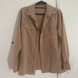 Nasty Gal - women’s oversized button down (beige nude)